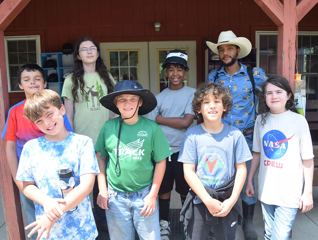 group of campers smiling